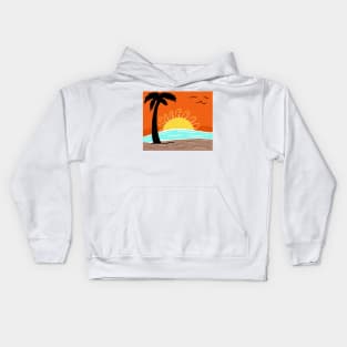 Tropical Palm Tree Beach Sunset Kids Hoodie